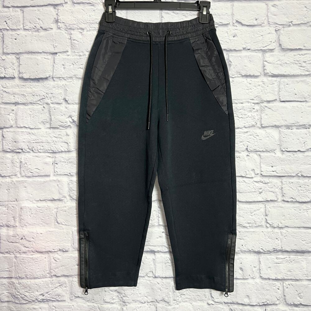 Nike Tech Fleece Jogger XS Navy Black Cropped Taper Zip Ankle Athletic Pants